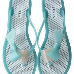 Furla Italy Aqua Jelly Bow Detail Thongs Size 35/5‎